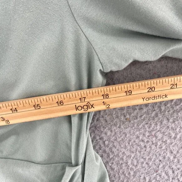 Soft Surroundings Top Womens Large Alondra Knit Green Surplice Stretch Ruched - Picture 7 of 9